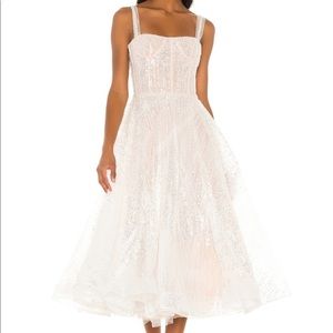 Bronx and Banco Mademoiselle Glitter Bridal Wedding Midi Dress Tea Length Gown